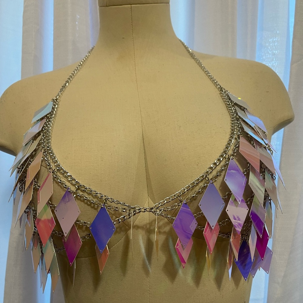 Iridescent 2 Piece Set Chainmail Link Festival Belly Dancer One Size